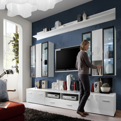Wohnzimmermöbel Set Designer Wohnwand Einrichtung Wandschrank Weiß