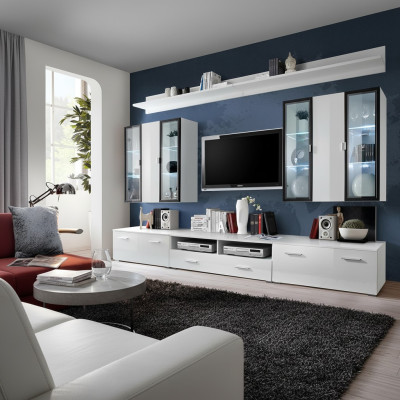 Wohnzimmermöbel Set Designer Wohnwand Einrichtung Wandschrank Weiß