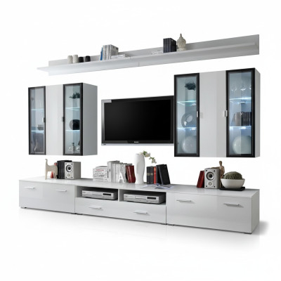 Wohnzimmermöbel Set Designer Wohnwand Einrichtung Wandschrank Weiß