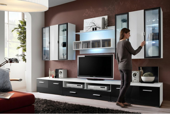 Moderne Design Wohnwand TV-Ständer Holz Wohnzimmer Möbel TV Einrichtung