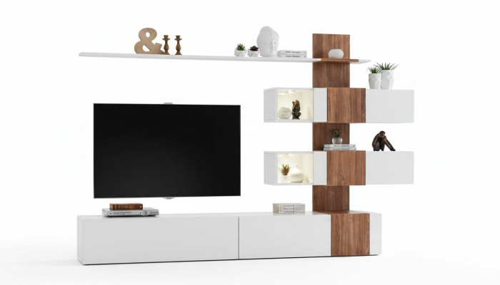 Modern Wohnwand Luxus Einrichtung Wohnzimmer Design TV-Ständer Wand Regale