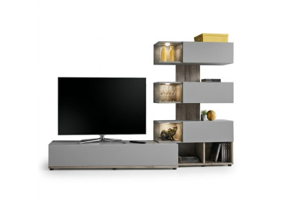 Grau Wohnwand Wohnzimmer Möbel Holz rtv TV-Ständer Moderne Design Einrichtung