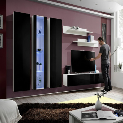 Wohnwand Luxus Wohnzimmer Möbel Komplette Set 6 tlg Designer Einrichtung