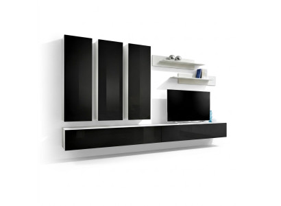 Wohnzimmer Komplett Set 7 tlg Wohnwand TV Ständer Luxus Garnitur Wandregal Neu