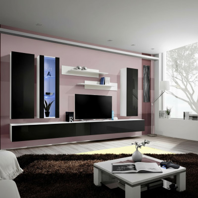 Wohnzimmer Set 7 tlg Luxus Wohnwand Modern Designer Wandschrank Neu TV Ständer