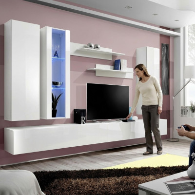 Wohnzimmermöbel Designer Weiß Wohnwand TV Ständer Sideboard Modern Wandschrank