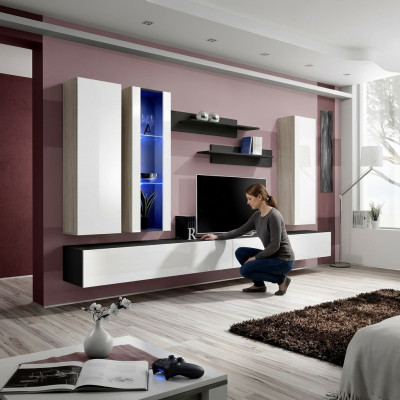 Luxus Wohnwand tv Ständer Holz Designer Modern Möbel Wohnzimmer Neu