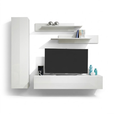 Wohnwand Weiß TV Ständer Designer Einrichtung Wohnzimmermöbel Wand Regale