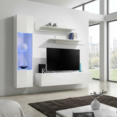 Wohnzimmermöbel Weiß Wohnwand Designer Luxus TV Ständer Hänge Vitrine Regale