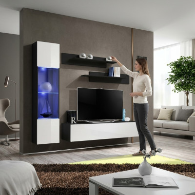 Komplett Set 4 tlg Designer Luxus Wohnzimmermöbel Wand Regal Hänge Vitrine Möbel