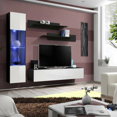 Komplett Set 4 tlg Designer Luxus Wohnzimmermöbel Wand Regal Hänge Vitrine Möbel