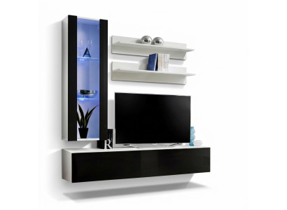 Design Hänge Vitrine Regale Wohnwand Set 4tlg Wohnzimmer TV-Ständer Möbel