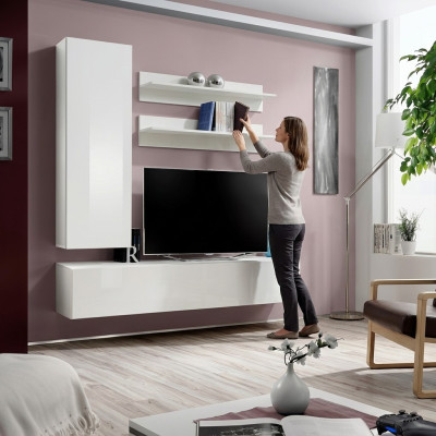 Designer Einrichtung Weiß Wohnwand Luxus Holzmöbel Komplett Wandschrank