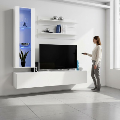 Komplett TV-Ständer Möbel Designer Einrichtung Set 4 tlg Lowboard Hänge Vitrine