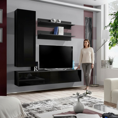 Luxus Modern Wohnwand Lowboard Wandschrank Wohnzimmer Holzmöbel 4tlg. Neu