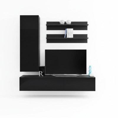Luxus Modern Wohnwand Lowboard Wandschrank Wohnzimmer Holzmöbel 4tlg. Neu