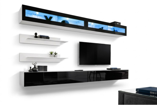 Wohnwand Set 6 tlg Luxus Wohnzimmer TV-Ständer Wand Regal Design Einrichtung