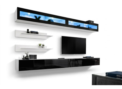 Wohnwand Set 6 tlg Luxus Wohnzimmer TV-Ständer Wand Regal Design Einrichtung