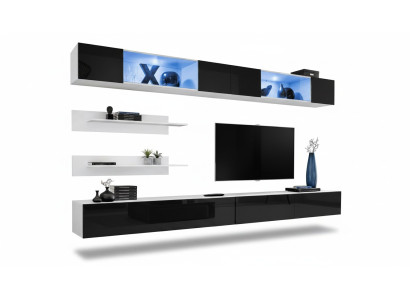 Wohnzimmer Set 6 tlg Luxus Wohnwand Wandschrank 2x TV-Ständer Design Einrichtung