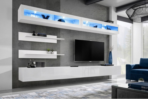 Modern Wohnzimmer Set 6 tlg 2x TV-Ständer Design Wandschrank Neu Holz Möbel