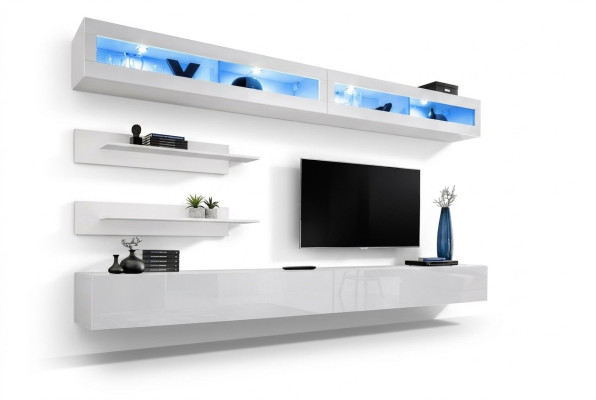 Modern Wohnzimmer Set 6 tlg 2x TV-Ständer Design Wandschrank Neu Holz Möbel