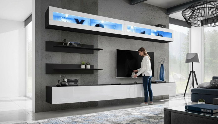 Wohnwand Wohnzimmer-Set Wandschrank Lowboard Wandregal TV-Ständer Neu