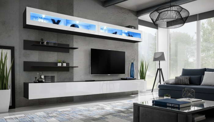 Wohnwand Wohnzimmer-Set Wandschrank Lowboard Wandregal TV-Ständer Neu