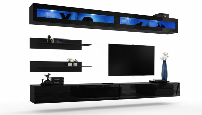 Wohnzimmer 2x Wandschrank Garnitur Wohnwand Holzmöbel TV-Ständer Neu