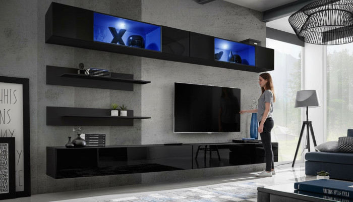 Wohnzimmermöbel Set Wohnzimmer TV-Ständer Wandschrank 6tlg. Wohnwand Einrichtung