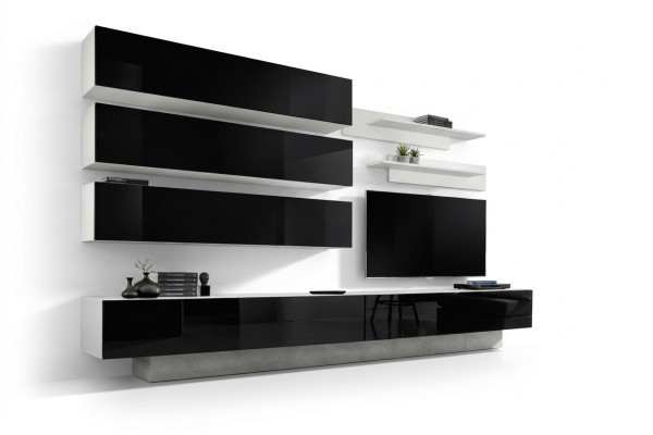 Set 7 tlg. Designer Wohnzimmer Wohnwand Wandschrank Sideboard TV-Ständer Neu