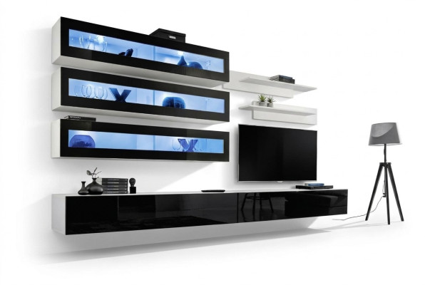 Weiß Luxus Wohnzimmer Wohnwand Möbel 3x Wandschrank TV-Ständer