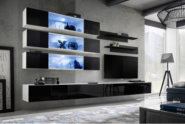 Luxus Neu Wohnwand Designer Modern Wohnzimmer Set Wandschrank Lowboard