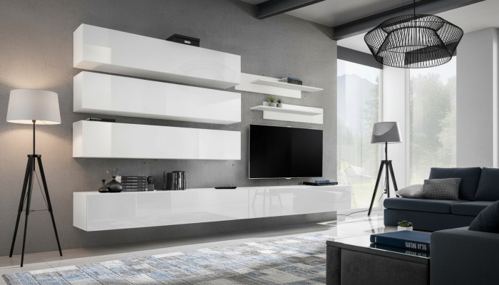 Designer Wohnzimmer Set Wand Regale Wohnwand Regal TV-Ständer Set 7tlg.