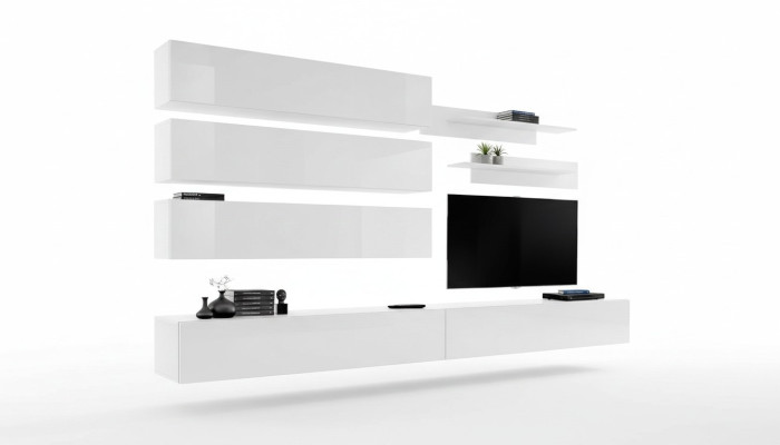 Designer Wohnzimmer Set Wand Regale Wohnwand Regal TV-Ständer Set 7tlg.