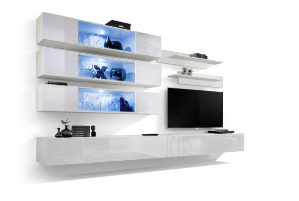 Designer Set 7tlg. Wohnwand Luxus Wandschrank Wohnzimmer Holzmöbel Einrichtung