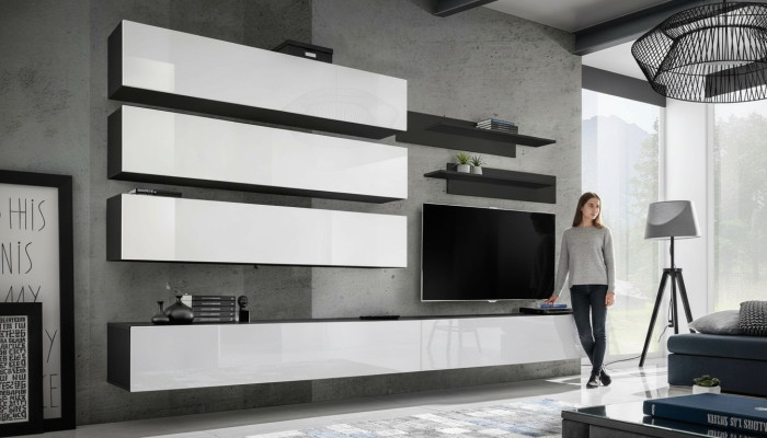 Wohnzimmermöbel Luxus Wohnwand Designer Garnitur Set TV-Ständer Wandschrank