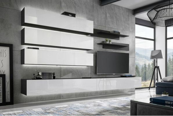 Wohnzimmermöbel Luxus Wohnwand Designer Garnitur Set TV-Ständer Wandschrank