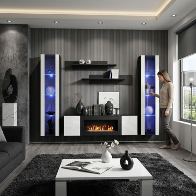 Wohnwand Wandregale Wohnzimmer Modern Luxus Set 5 tlg Designer Hänge Vitrine