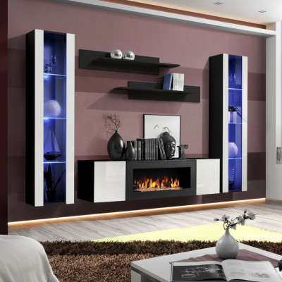 Wohnwand Wandregale Wohnzimmer Modern Luxus Set 5 tlg Designer Hänge Vitrine