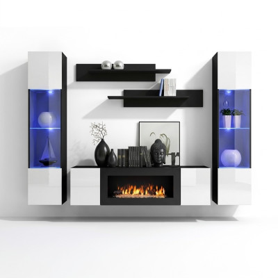 Luxus Wohnwand Wohnzimmer Modern Designer Hänge Vitrine Sideboard Einrichtung