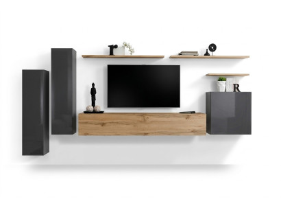 Designer Wohnwand Möbel Wohnzimmer Luxus TV Ständer Holz Wandregal Komplett Neu