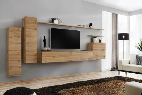 Braun Wohnwand Wohnzimmer Möbel Modern Wandregale Designer Stil Neu TV-Ständer