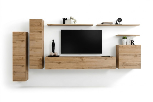 Braun Wohnwand Wohnzimmer Möbel Modern Wandregale Designer Stil Neu TV-Ständer