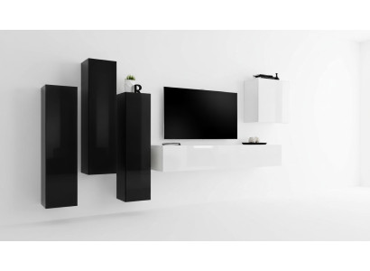 Wohnzimmer Garnitur Wohnwand Komplett Set Lowboard TV-Ständer Holz Möbel