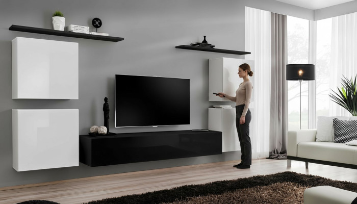 Komplett Weiß Wandschrank Wohnwand Luxus Wohnzimmer Sideboard TV Ständer Modern