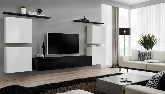 Komplett Weiß Wandschrank Wohnwand Luxus Wohnzimmer Sideboard TV Ständer Modern