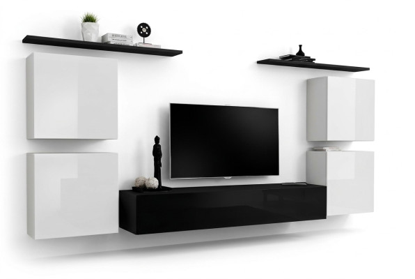 Komplett Weiß Wandschrank Wohnwand Luxus Wohnzimmer Sideboard TV Ständer Modern
