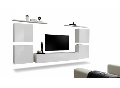 Komplett Set 7tlg Weiß Wohnwand Wohnzimmer Luxus Einrichtung Modern TV Ständer