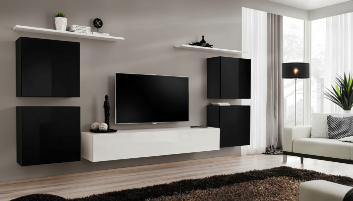 Modern Komplett Wohnwand Wohnzimmer Einrichtung Luxus Wandschrank Wandregal