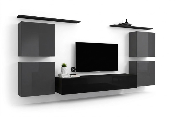 Garnitur 7tlg Wohnwand Luxus Wohnzimmer Set Holz Wandregal Möbel Einrichtung Neu